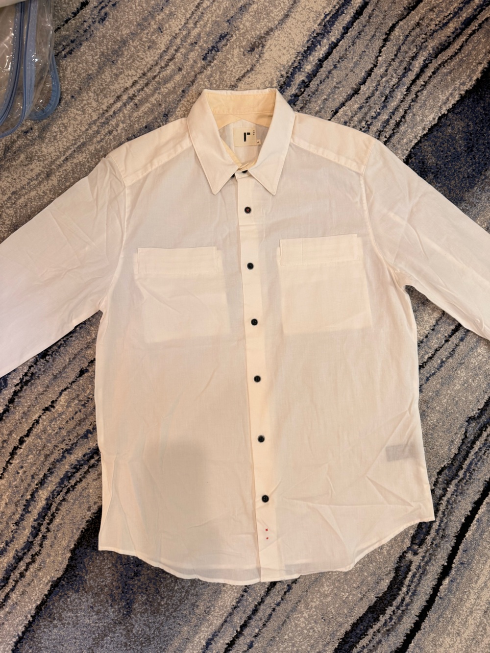 Rogan Men's White Button-Down Dress Shirt with Dual Chest Pockets